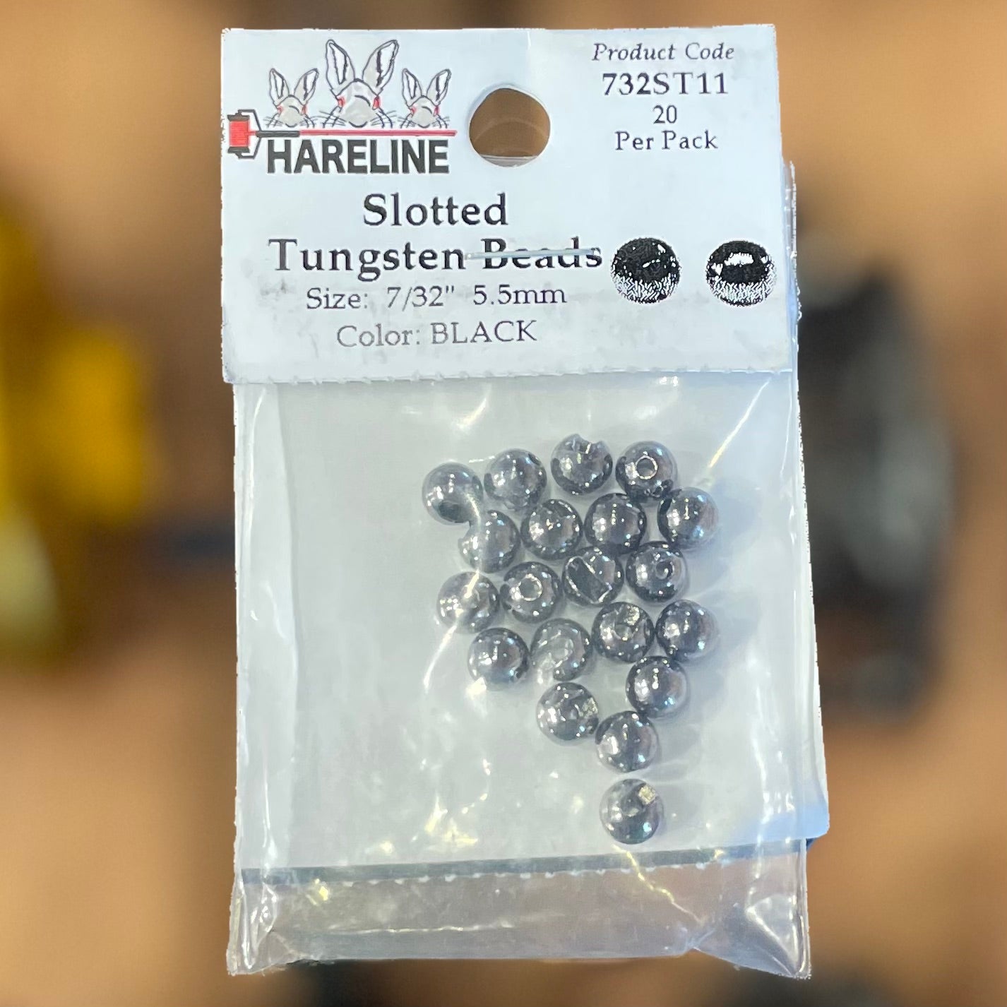 Hareline 7\32" 5.5mm Slotted Tungsten Beads 20 Pack