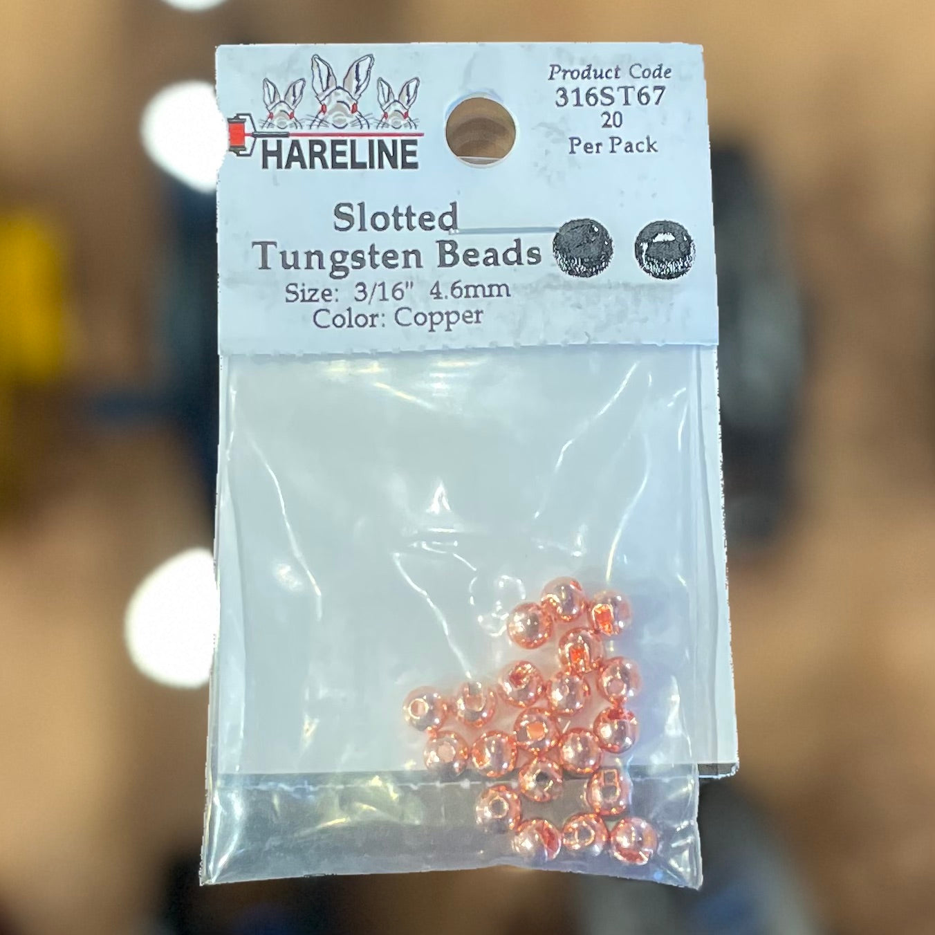 Hareline 3\16" 4.6mm Slotted Tungsten Beads 20 Pack