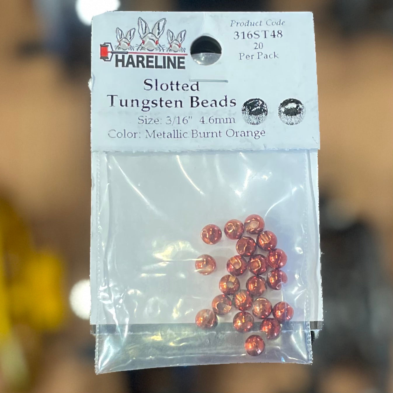 Hareline 3\16" 4.6mm Slotted Tungsten Beads 20 Pack