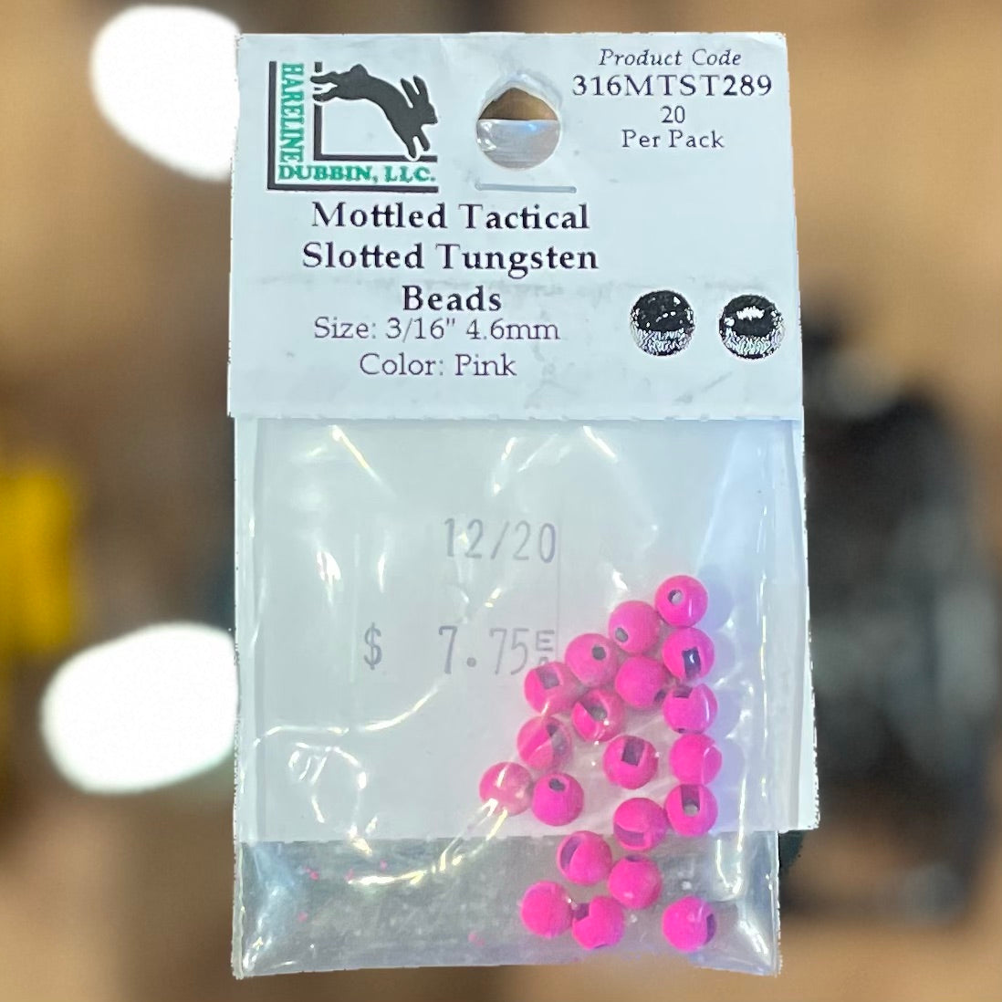 Hareline 3\16" 4.6mm Mottled Tactical Slotted Tungsten Beads 20 Pack