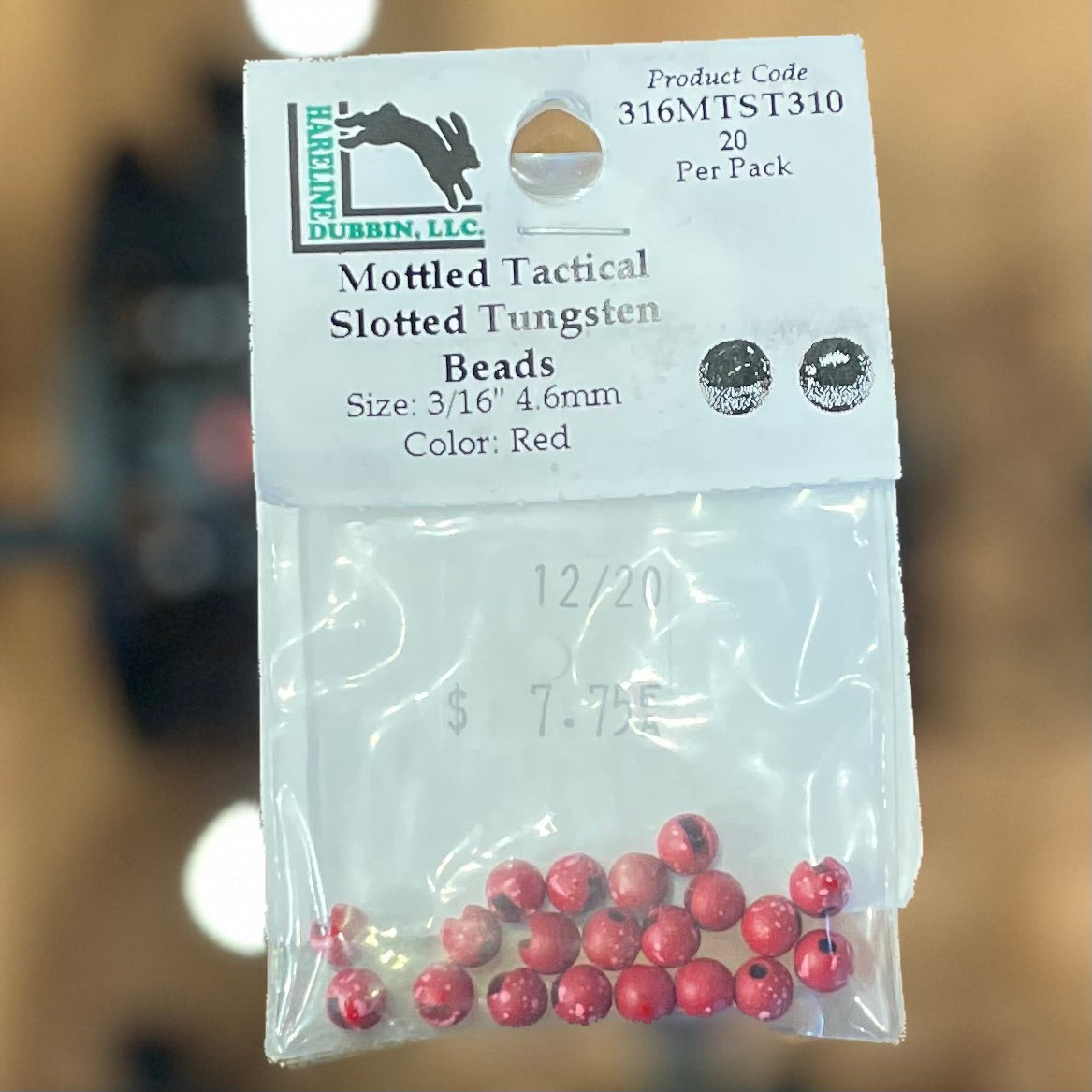 Hareline 3\16" 4.6mm Mottled Tactical Slotted Tungsten Beads 20 Pack