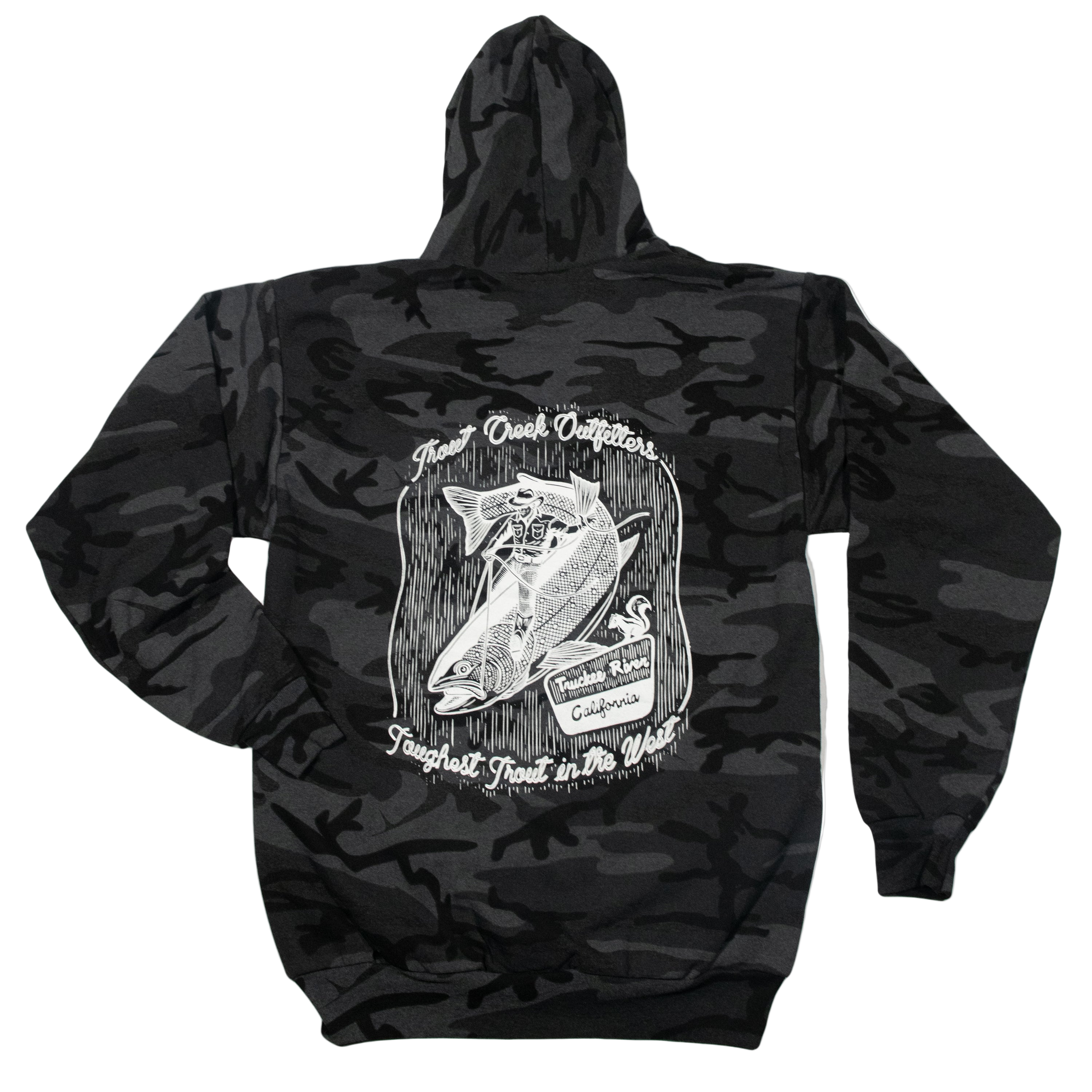 Toughest Trout Hoodie - Black Heather Camo