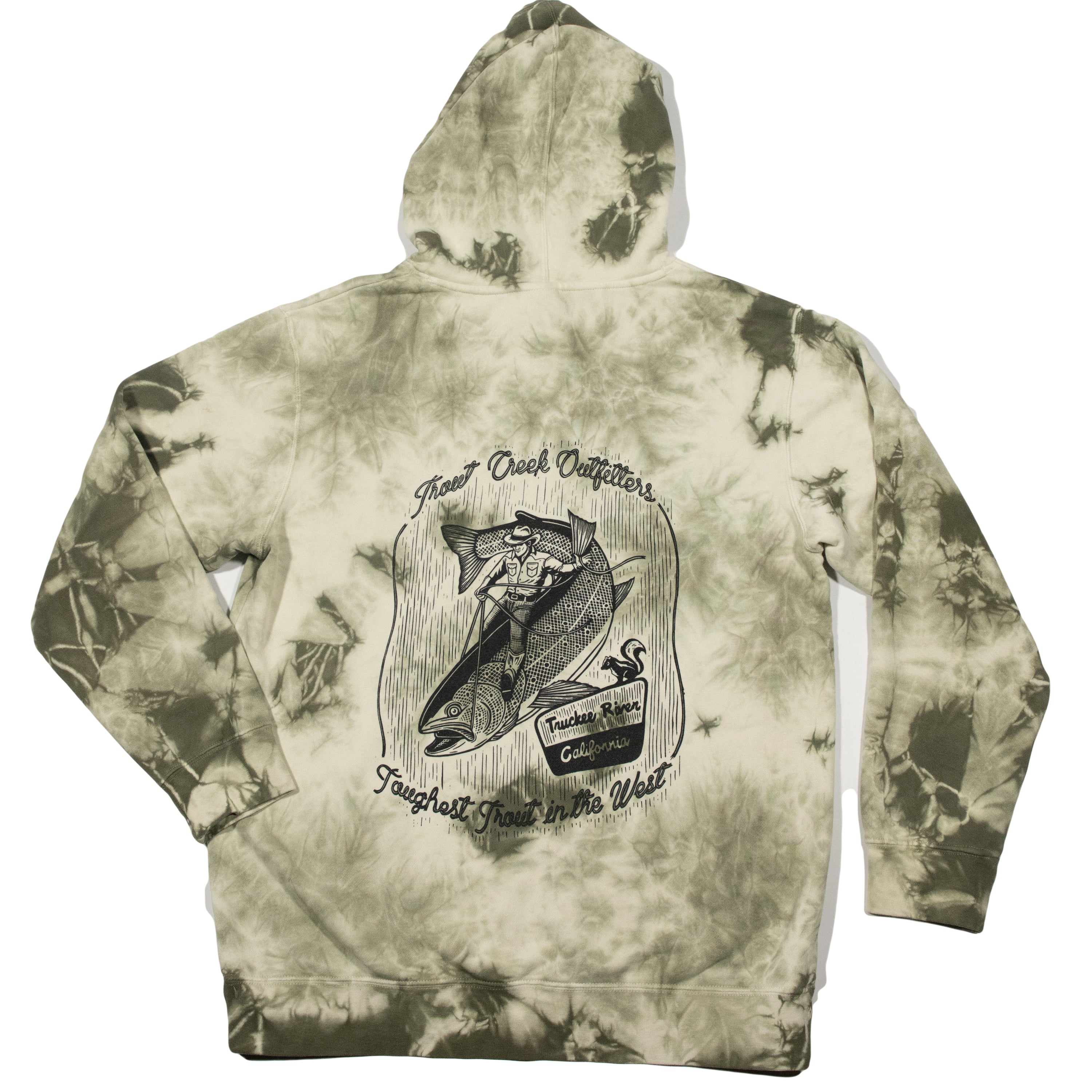 Toughest Trout Hoodie - Olive Tye Dye