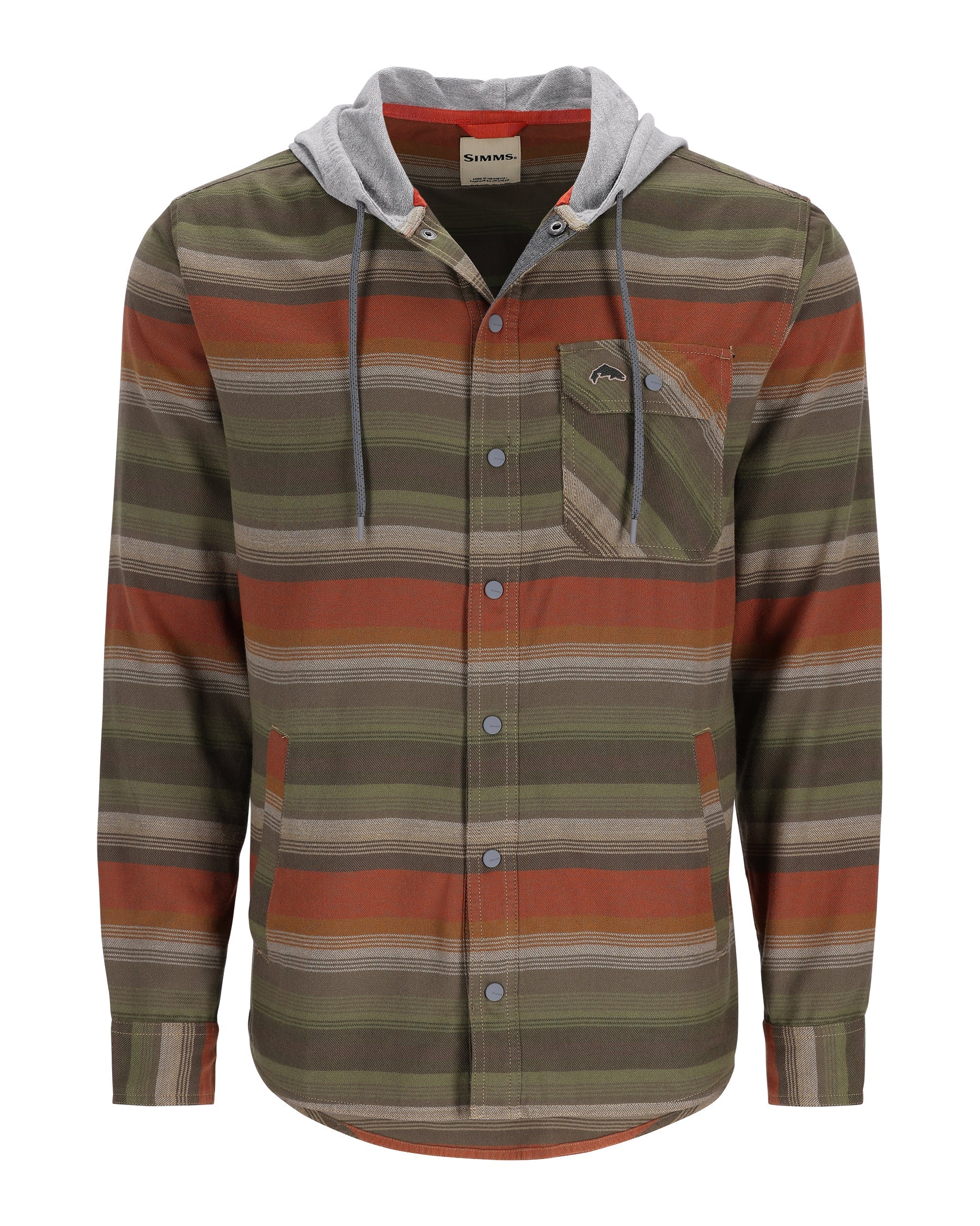 Simms Men's Santee Flannel Hoody - Clay/Cork Stripe